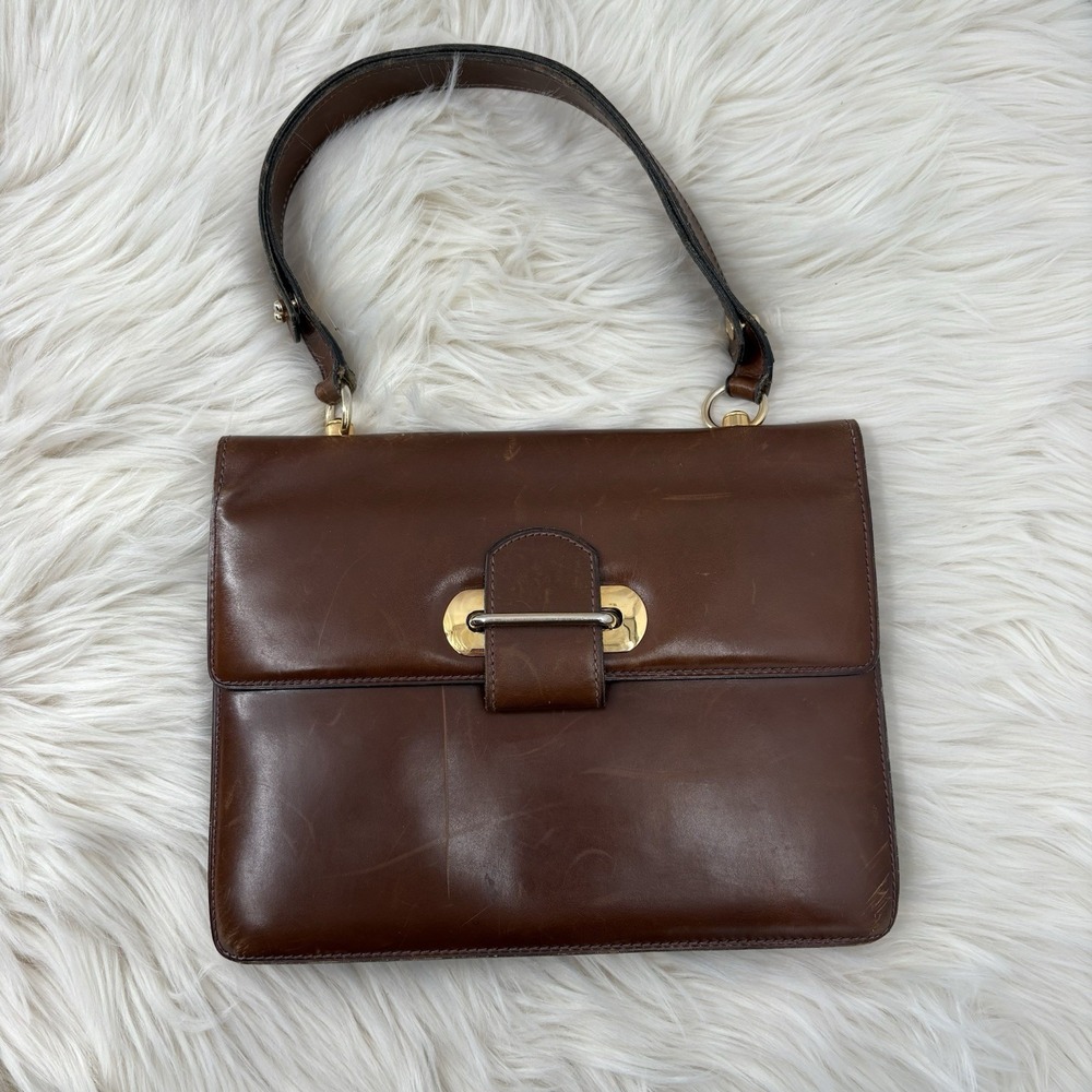 Antique Abercombie & Fitch Brown Leather Adjustable Strap Purse Safari Excellent